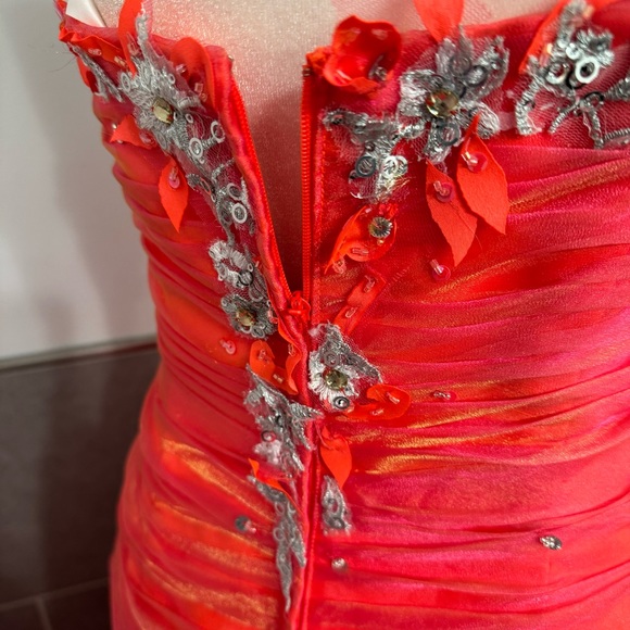 Tony Bowls Le Gala Floral Beaded Strapless Prom Pageant Ball Gown - Picture 6 of 16